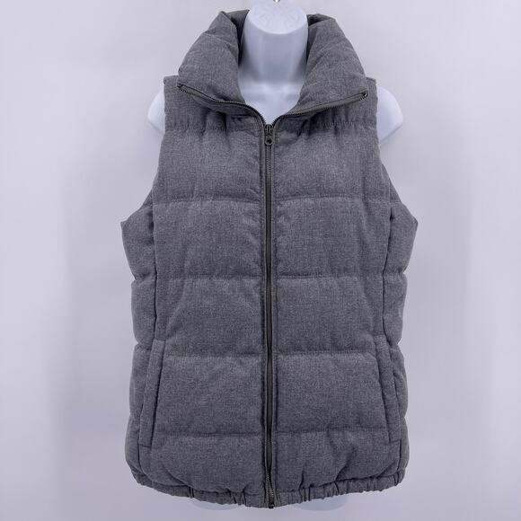 Old Navy Jackets & Blazers - Old Navy Sz M Gray Sleeveless Puffer Vest Fleece Lined Zip Front Pockets Womens